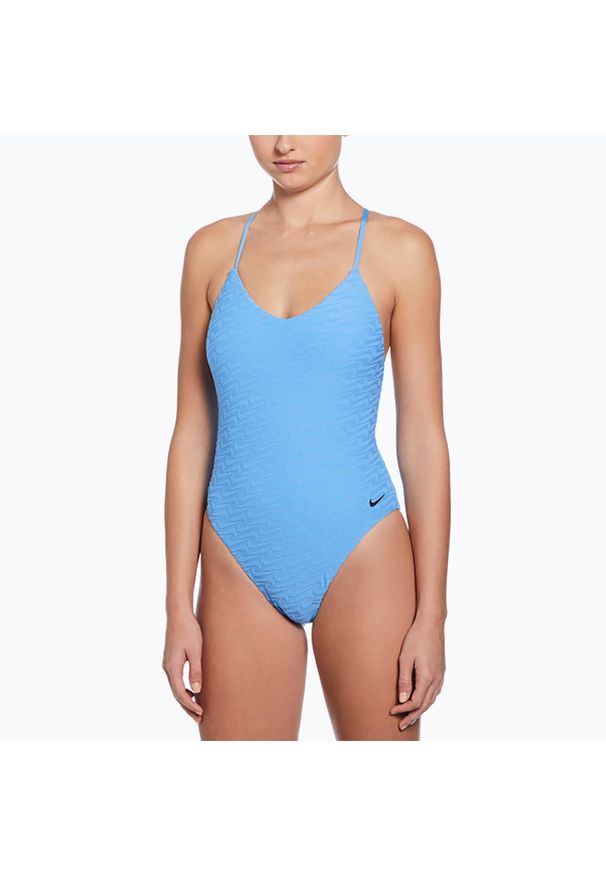 Strój pływacki jednoczęściowy damski Nike Swoosh Link Y-Back. Kolor: niebieski