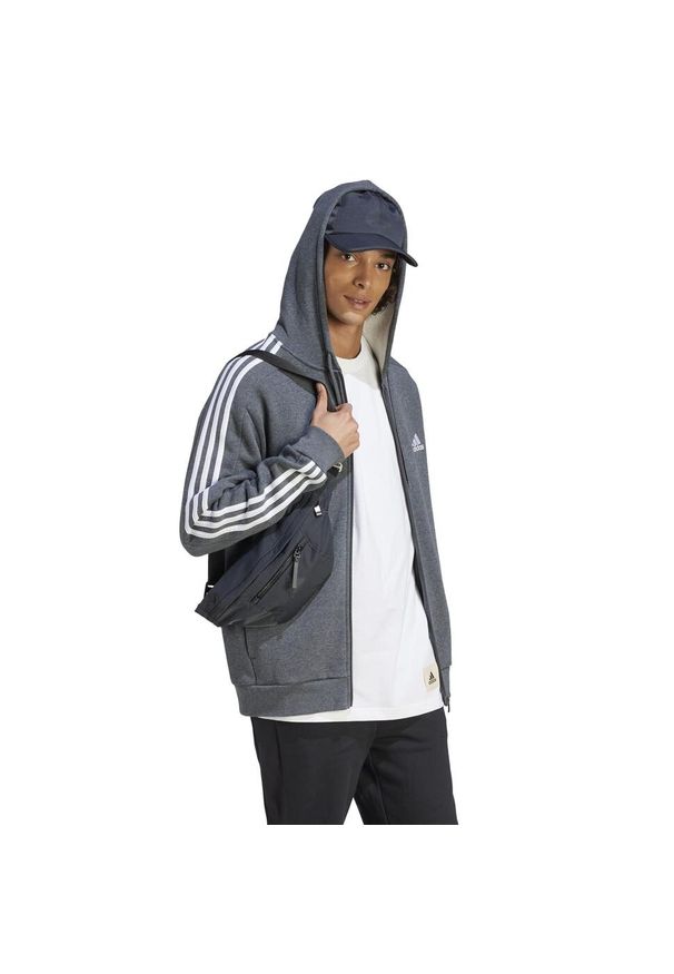 Adidas - Bluza z kapturem męska ADIDAS Gym & Pilates. Typ kołnierza: kaptur. Kolor: biały, szary, wielokolorowy. Materiał: bawełna, poliester. Sport: joga i pilates