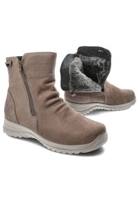 Szare Botki G-Comfort Ocieplane Buty Damskie. Okazja: na co dzień. Zapięcie: zamek. Kolor: szary. Materiał: skóra, futro. Wzór: aplikacja. Obcas: na obcasie. Styl: casual, elegancki. Wysokość obcasa: niski #7