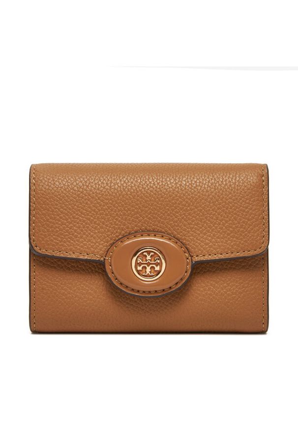 Tory Burch Mały Portfel Damski 165002 Brązowy. Kolor: brązowy. Materiał: skóra