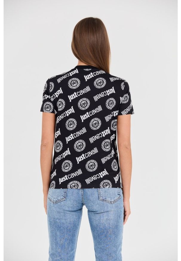 Just Cavalli - JUST CAVALLI Czarny t-shirt R Logo Tigre. Kolor: czarny