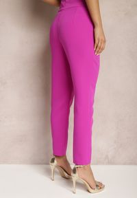 Renee - Fuksjowe Materiałowe Spodnie Regular Pivolia. Kolor: różowy. Materiał: materiał #5