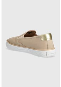 TOMMY HILFIGER - Tommy Hilfiger tenisówki ESSENTIAL SLIP-ON SNEAKER damskie kolor beżowy FW0FW06956. Zapięcie: bez zapięcia. Kolor: beżowy. Materiał: bawełna, guma #4