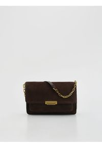 Reserved - Zamszowa torebka na ramię - ciemnobrązowy. Kolor: brązowy. Materiał: zamszowe. Rodzaj torebki: na ramię #1