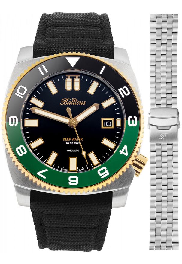 BALTICUS - Zegarek męski Balticus BAL-DWRCBG-P czarny. Kolor: czarny