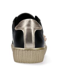Arturo Vicci - Sneakersy czarno złote z muchą. Kolor: czarny. Materiał: skóra. Wzór: aplikacja. Sport: turystyka piesza #6