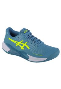 Buty do tenisa damskie Asics Gelchallenger 14 Clay. Zapięcie: sznurówki. Kolor: biały, niebieski, wielokolorowy. Materiał: syntetyk, tkanina, materiał. Szerokość cholewki: normalna. Sport: tenis