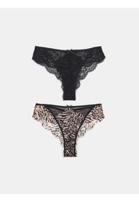 Sinsay - Majtki brazyliany z koronką 2 pack - czarny. Kolor: czarny. Materiał: koronka. Wzór: koronka