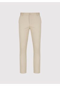 Pako Lorente - PAKO LORENTE – Beżowe gładkie spodnie męskie. Kolor: beżowy. Materiał: bawełna, elastan. Wzór: gładki. Styl: klasyczny #4