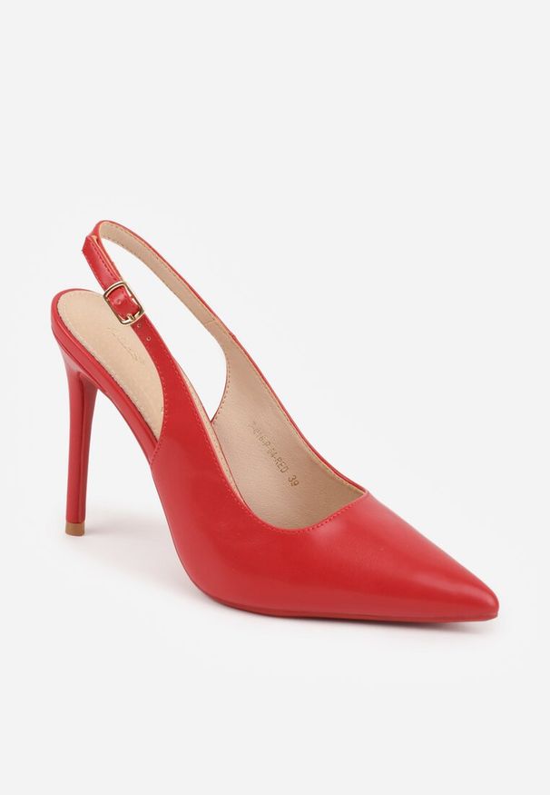Renee - Czerwone Szpilki VICES Slingback z Wkładką ze Skóry Naturalnej Zoretta. Zapięcie: sprzączka. Kolor: czerwony. Materiał: skóra. Obcas: na szpilce. Styl: elegancki