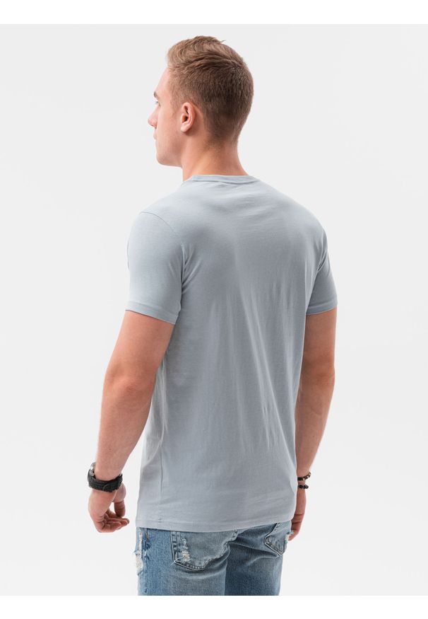 Ombre Clothing - T-shirt męski z nadrukiem - niebieski V-17B S1434 - XXL. Kolor: niebieski. Materiał: bawełna. Wzór: nadruk. Styl: klasyczny