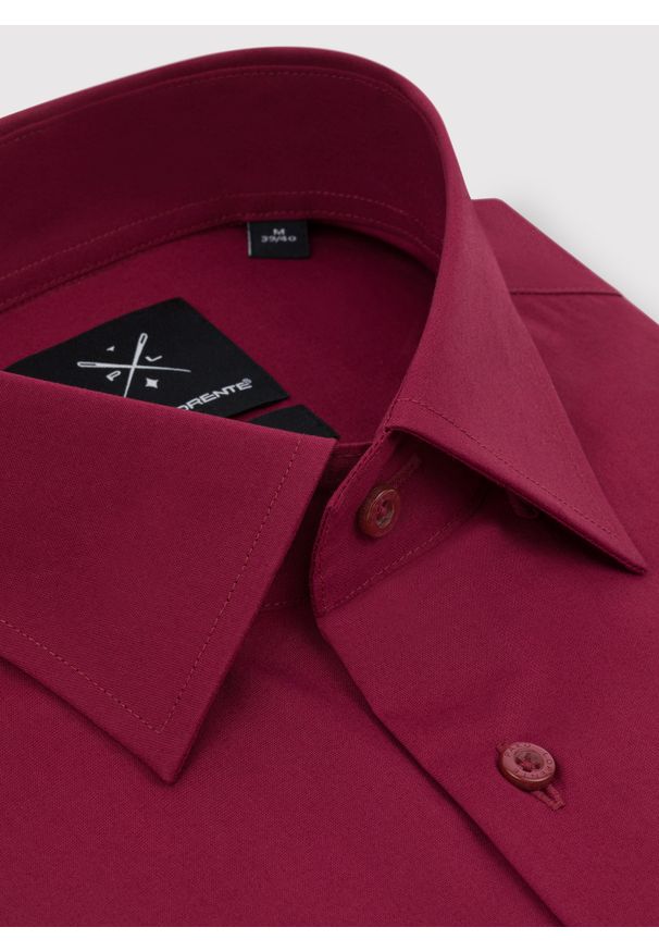 Pako Lorente - PAKO LORENTE – Burgundowa koszula męska długi rękaw. Okazja: na co dzień. Kolor: niebieski, beżowy, oliwkowy, czerwony. Materiał: bawełna, elastan. Długość rękawa: długi rękaw. Długość: długie. Wzór: gładki. Styl: casual