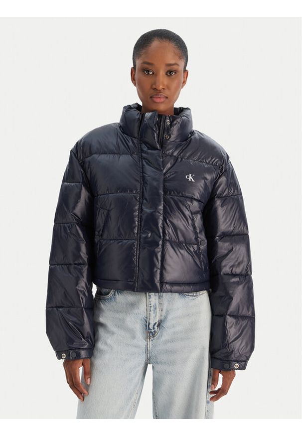Calvin Klein Jeans Kurtka zimowa Shine Crop LV047D504G Granatowy Regular Fit. Kolor: niebieski. Materiał: syntetyk. Sezon: zima