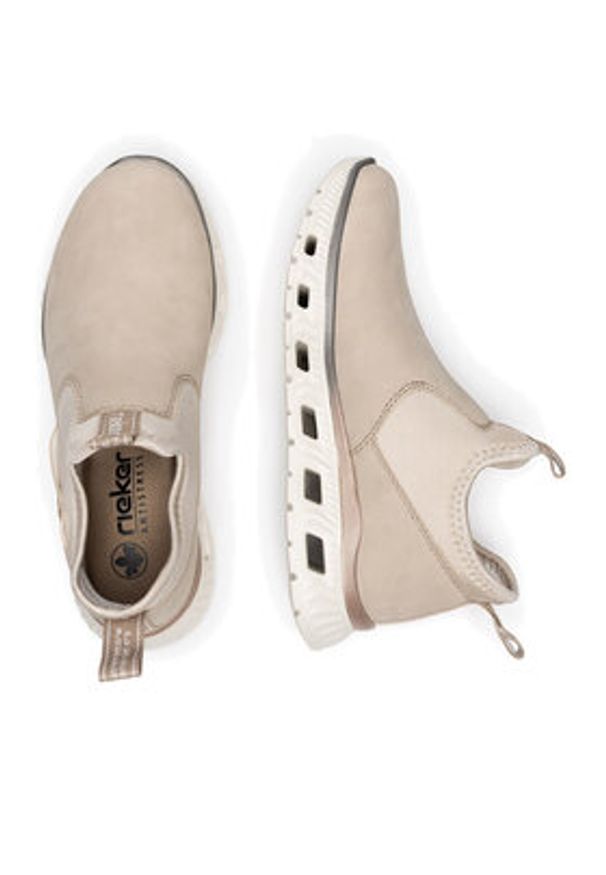 Rieker Półbuty M6053-62 Beżowy. Kolor: beżowy. Materiał: skóra