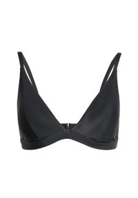 Adidas - Prążkowana góra bikini Iconisea z wyjmowanymi wkładkami i trójkątnym krojem. Kolor: czarny. Materiał: prążkowany
