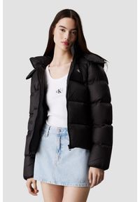 Calvin Klein - CALVIN KLEIN Czarna damska kurtka z kapturem, Rozmiar S. Typ kołnierza: kaptur. Kolor: czarny