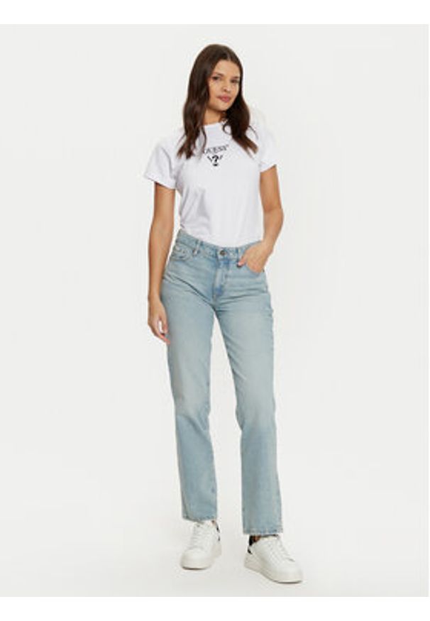 Guess T-Shirt V4YI21 KCDH1 Biały Slim Fit. Kolor: biały. Materiał: bawełna
