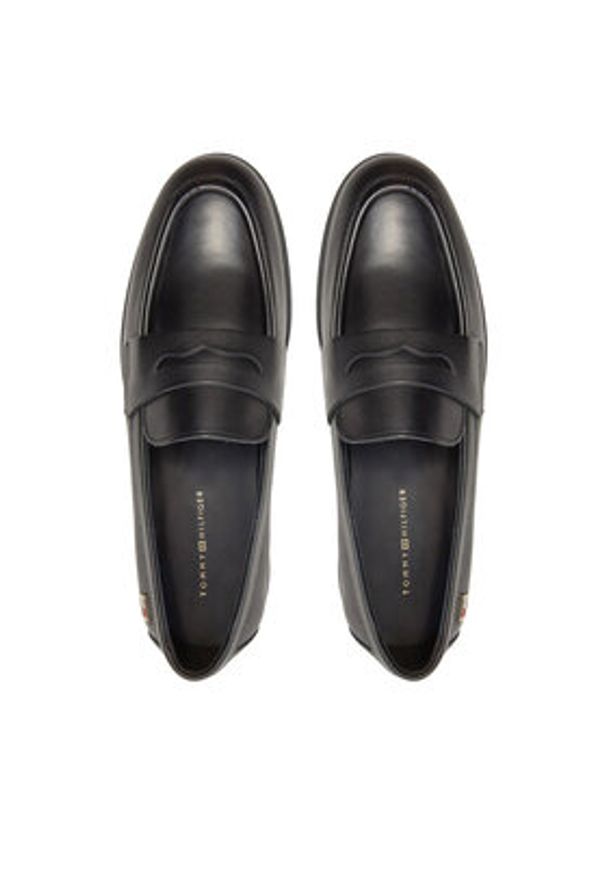 TOMMY HILFIGER - Tommy Hilfiger Lordsy Flag Leather Classic Loafer FW0FW08030 Czarny. Kolor: czarny. Materiał: skóra