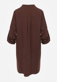 Born2be - Brązowa Sukienka Oversize z Bawełny o Prostym Kroju Koszulowym Elanistra. Okazja: na co dzień. Kolor: brązowy. Materiał: bawełna. Typ sukienki: proste, koszulowe, oversize. Styl: elegancki, casual #3