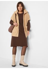 bonprix - Sukienka dzianinowa z bawełny z recyklingu. Kolor: brązowy. Materiał: dzianina, bawełna