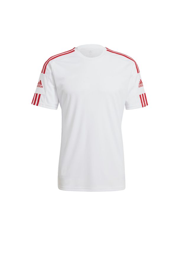 Adidas - Koszulka męska adidas Squadra 21 Jersey Short Sleeve. Kolor: biały, wielokolorowy, czerwony. Materiał: jersey. Sport: piłka nożna
