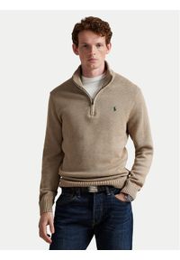 Polo Ralph Lauren Sweter 710859939510 Beżowy Regular Fit. Typ kołnierza: polo. Kolor: beżowy. Materiał: bawełna #1