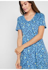 bonprix - Sukienka midi z bawełnianego dżerseju. Kolor: niebieski. Materiał: jersey, bawełna. Długość: midi #2