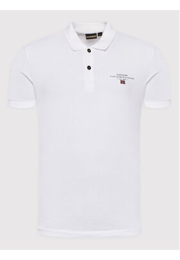 Napapijri Polo Elbas Jersey NP0A4GB4 Biały Regular Fit. Typ kołnierza: polo. Kolor: biały. Materiał: bawełna