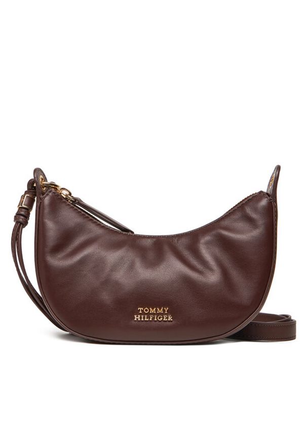 TOMMY HILFIGER - Tommy Hilfiger Torebka Moon Leather Mini Crossover AW0AW17466 Brązowy. Kolor: brązowy. Materiał: skórzane