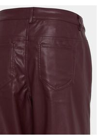 ICHI Spodnie z imitacji skóry 20117678 Bordowy Regular Fit. Kolor: czerwony. Materiał: skóra #4