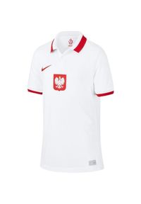 Koszulka dla dzieci Nike Polska Breathe Stadium JSY SS HOME biała CD1050 100. Kolor: czerwony