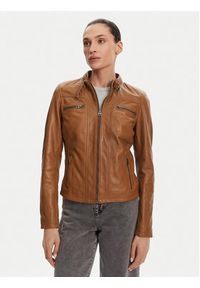 Serge Pariente Kurtka skórzana 77040 Brązowy Regular Fit. Kolor: brązowy. Materiał: skóra #7
