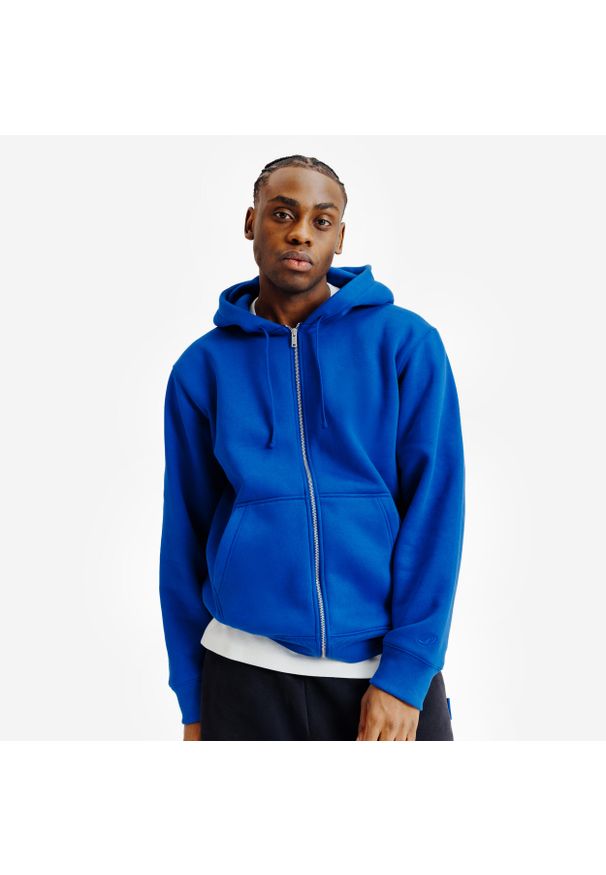 Decathlon - Bluza na suwak unisex Elementals. Typ kołnierza: kaptur. Kolor: niebieski. Materiał: tkanina, elastan, prążkowany, bawełna, materiał, poliester