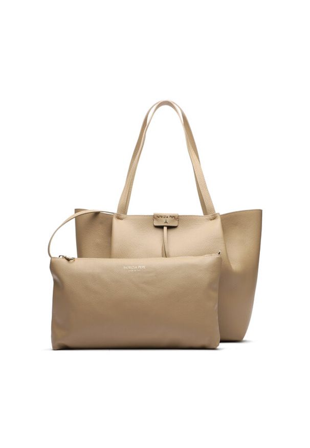 Patrizia Pepe Torebka CB8896/L001-B775 Beżowy. Kolor: beżowy. Materiał: skórzane