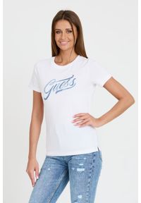 Guess - GUESS Biały damski T-shirt bawełniany STONES&EMBRO TEE, Rozmiar L. Kolor: biały. Materiał: bawełna #6