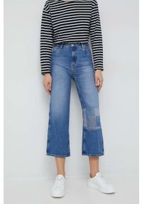 Pepe Jeans ogrodniczki Shay Weave damskie. Stan: podwyższony. Kolor: niebieski #4