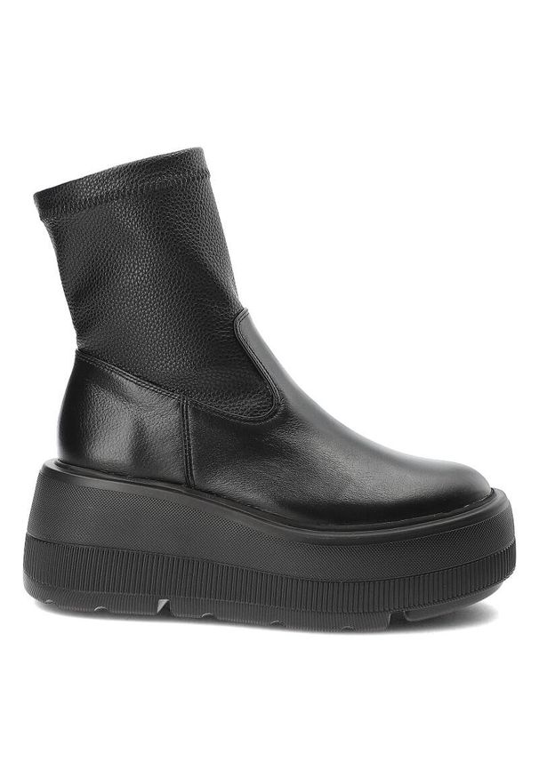 Czarne Botki Armodo Modne Buty Damskie. Okazja: na co dzień. Kolor: czarny. Materiał: skóra. Szerokość cholewki: normalna. Styl: casual, elegancki