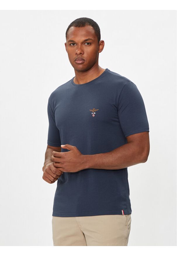 Aeronautica Militare T-Shirt AM1UTI001 Granatowy Regular Fit. Kolor: niebieski. Materiał: bawełna