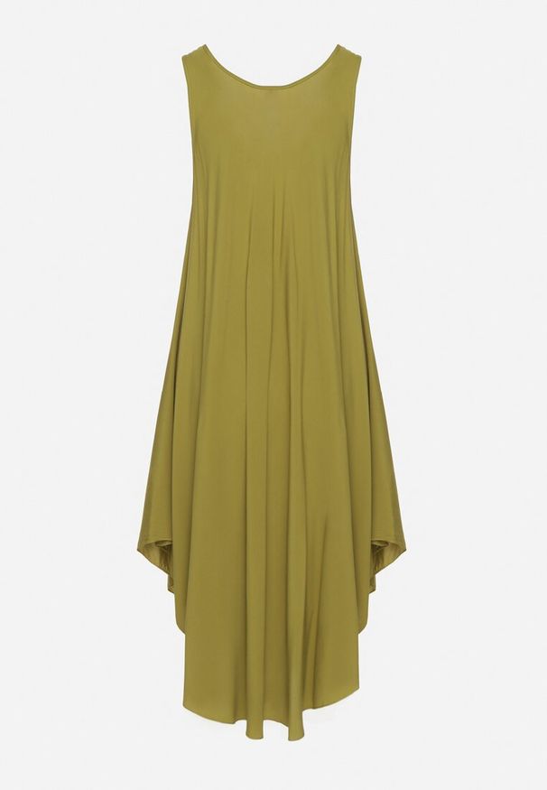 Born2be - Ciemnozielona Rozkloszowana Sukienka z Bawełny Tesaxelle. Okazja: na co dzień, na spotkanie biznesowe. Kolor: zielony. Materiał: bawełna. Typ sukienki: proste. Styl: casual, biznesowy, elegancki