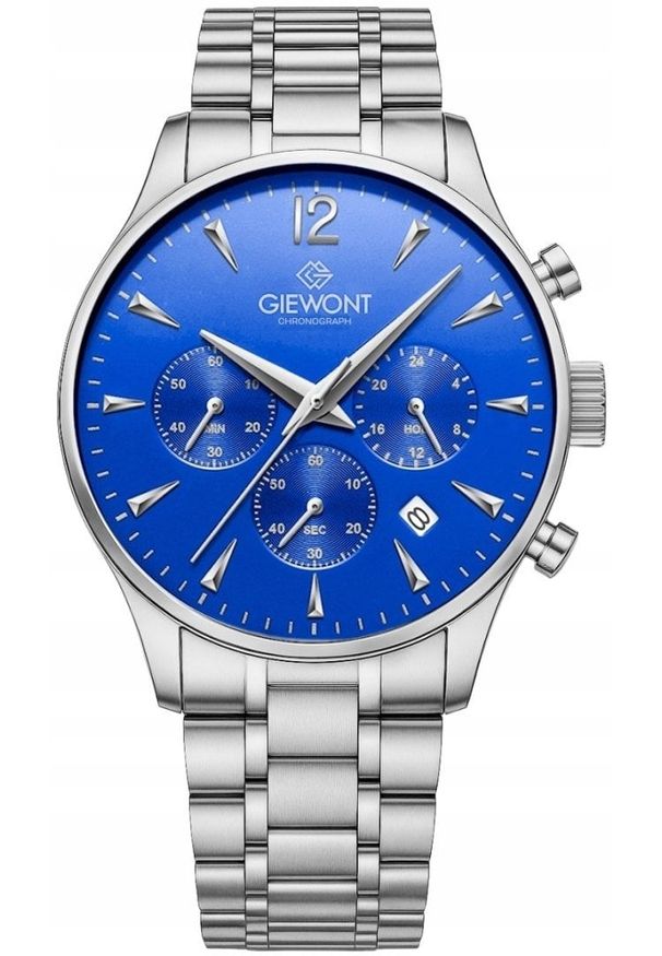 Zegarek Giewont Zegarek Męski Chronograph Sapphire Srebrno Niebieski GW6310-B3. Kolor: srebrny, niebieski, wielokolorowy
