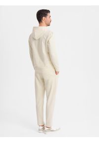 Ombre Clothing - Męski komplet dresowy bluza z kapturem + spodnie dresowe - kremowy V2 - Rozmiar: XXL. Okazja: na co dzień. Typ kołnierza: kaptur. Kolor: kremowy. Materiał: dresówka. Styl: casual