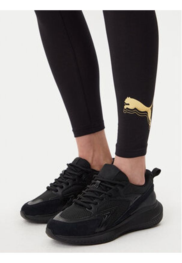 Puma Legginsy Essentials Metallic 685000 Czarny Slim Fit. Kolor: czarny. Materiał: bawełna