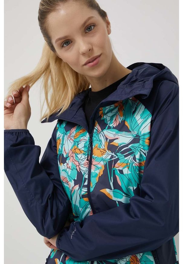 columbia - Columbia kurtka przeciwdeszczowa Ulica Jacket damska kolor granatowy przejściowa. Kolor: niebieski. Styl: street