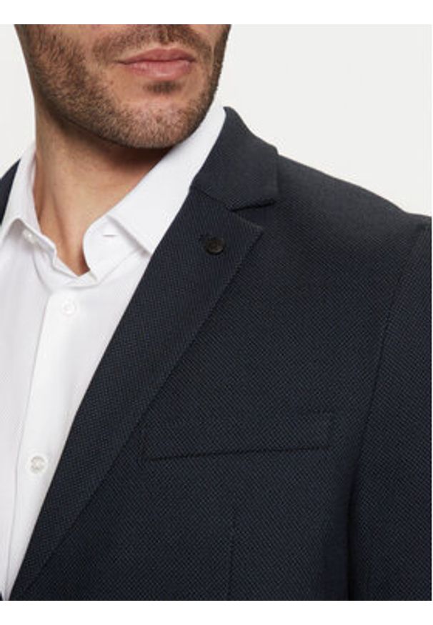 Tom Tailor Marynarka 1044113 Granatowy Slim Fit. Kolor: niebieski. Materiał: syntetyk