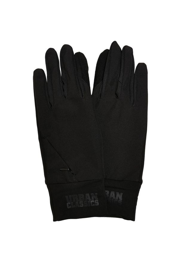 Urban Classics - Męskie Rękawiczki Z Szerokim Mankietem I Logo. Kolor: czarny. Sport: turystyka piesza