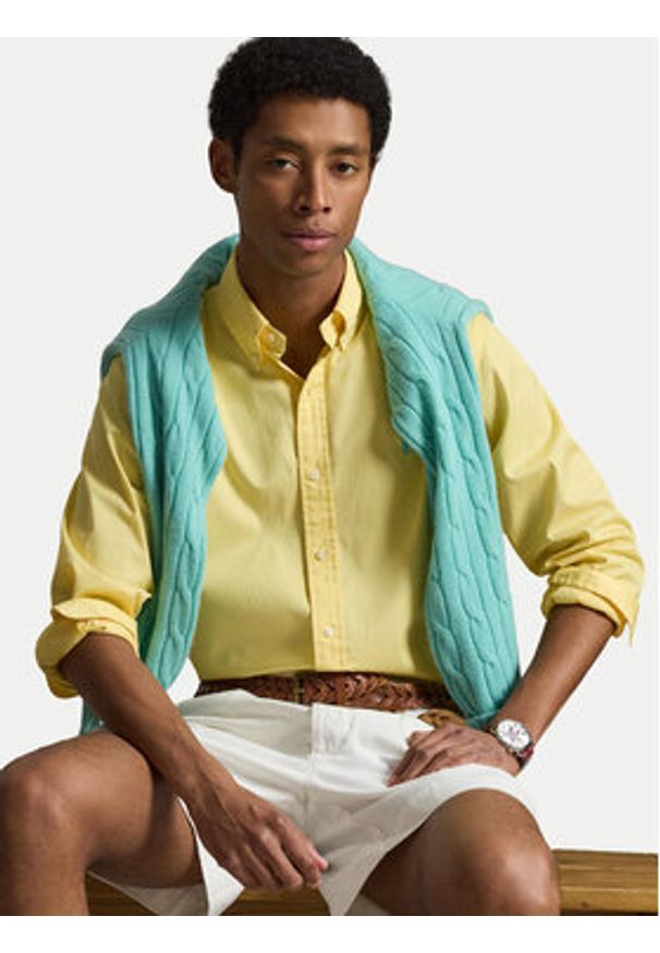 Polo Ralph Lauren Koszula 710B20512005 Żółty Custom Fit. Typ kołnierza: polo. Kolor: żółty. Materiał: bawełna