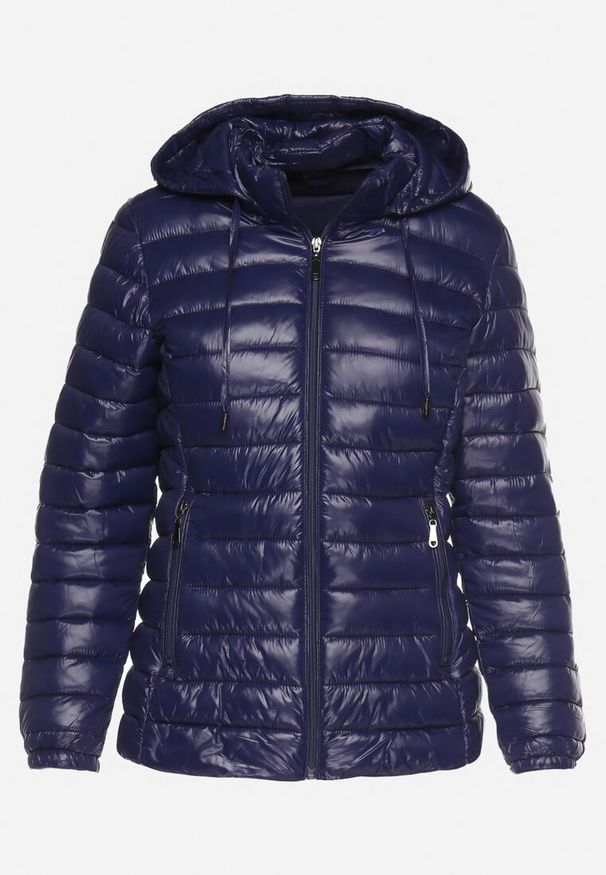 Born2be - Granatowa Kurtka Pikowana z Odpinanym Katurem Rilevama. Kolor: niebieski. Styl: elegancki