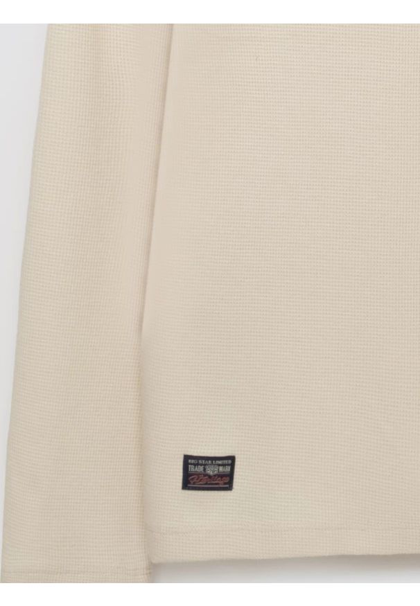 Big-Star - Bluzka męska z długim rękawem kremowa Merrts 103. Okazja: do pracy, na co dzień. Kolor: kremowy. Materiał: jeans, dzianina, skóra. Długość rękawa: długi rękaw. Długość: długie. Styl: casual