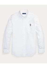 Ralph Lauren - RALPH LAUREN - Biała koszula z misiem Oxford Custom Slim Fit. Typ kołnierza: polo. Kolor: biały. Materiał: bawełna. Wzór: aplikacja. Styl: klasyczny #5