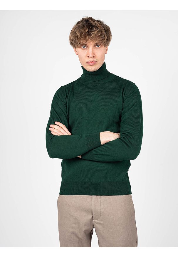 Takeshy Kurosawa Sweter | 83475 | Maglia D/Vita Calato Lana | Mężczyzna | Zielony. Okazja: na co dzień. Typ kołnierza: golf. Kolor: zielony. Materiał: akryl, wełna. Styl: casual
